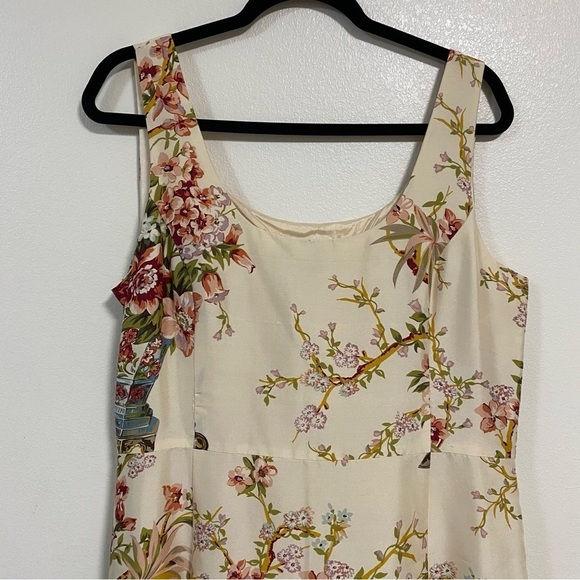 Spenser Jeremy Dress Women’s Size 14 Cream 100% Silk Floral Print Dress - Picture 7 of 10